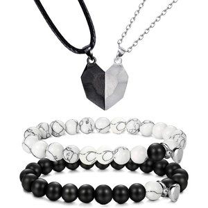 NEW 4Pcs Couples Bracelet Necklace Set Matching His and Hers Promise Lov…